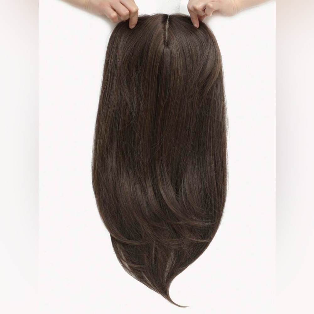 Natural Dark Brown Women’s Clip-In/Topper Hairpiece - Sleek Layered Style - Picture 9 of 14